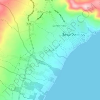 San Isidro topographic map, elevation, terrain