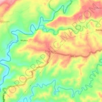 Macapari topographic map, elevation, terrain