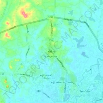 Tha Chang topographic map, elevation, terrain