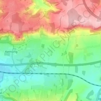 Heaverham topographic map, elevation, terrain