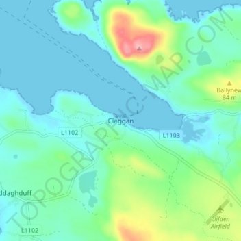 Cleggan topographic map, elevation, terrain