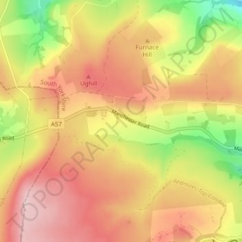 Hollow Meadows topographic map, elevation, terrain