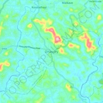 Omassery topographic map, elevation, terrain