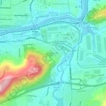 South Terrace topographic map, elevation, terrain