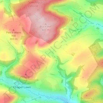 Obley topographic map, elevation, terrain