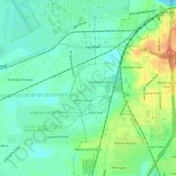 Maxwell Heights topographic map, elevation, terrain