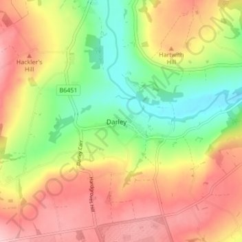 Darley topographic map, elevation, terrain