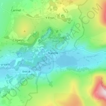 Nantlle topographic map, elevation, terrain