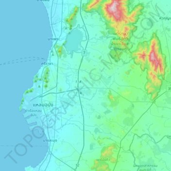 Chao Phraya Surasak topographic map, elevation, terrain