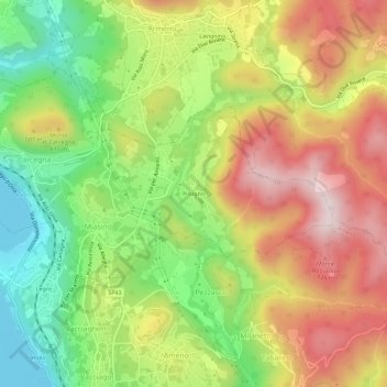 Pisogno topographic map, elevation, terrain