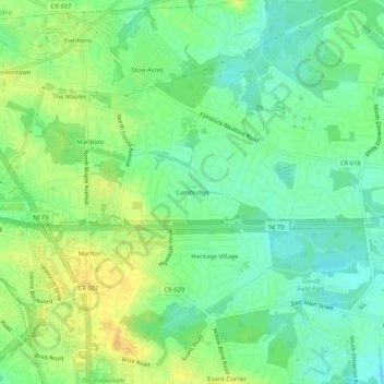 Cambridge topographic map, elevation, terrain
