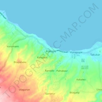 Kokopo topographic map, elevation, terrain