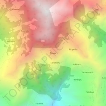 Thaple topographic map, elevation, terrain