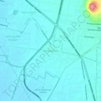 Nexquipayac topographic map, elevation, terrain