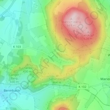 Deicheroda topographic map, elevation, terrain