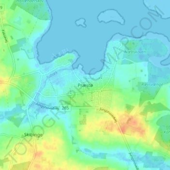 Præstø topographic map, elevation, terrain