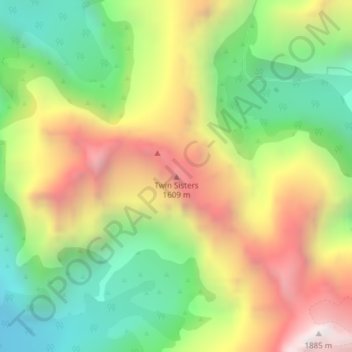 Twin Sisters topographic map, elevation, terrain