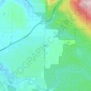 Hobart topographic map, elevation, terrain