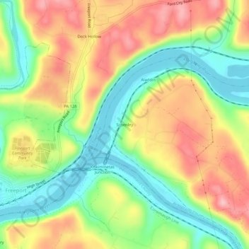 Schenley topographic map, elevation, terrain