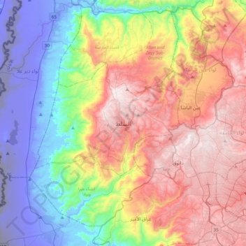 Al Salt topographic map, elevation, terrain