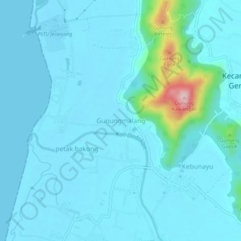 Gunungmalang topographic map, elevation, terrain