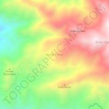 Aralle Timur topographic map, elevation, terrain