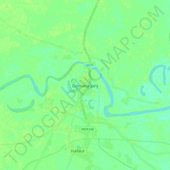 Domariaganj topographic map, elevation, terrain