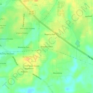 Regency Forest topographic map, elevation, terrain