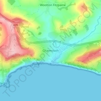 Charmouth topographic map, elevation, terrain