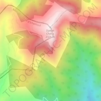 Aures Mountains topographic map, elevation, terrain