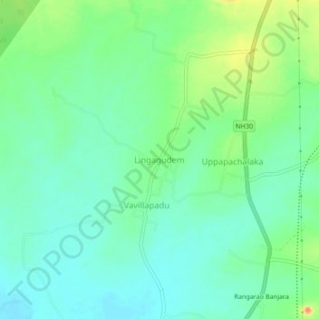 Lingagudem topographic map, elevation, terrain