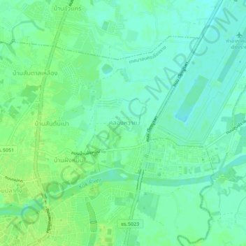 Klong Wai topographic map, elevation, terrain
