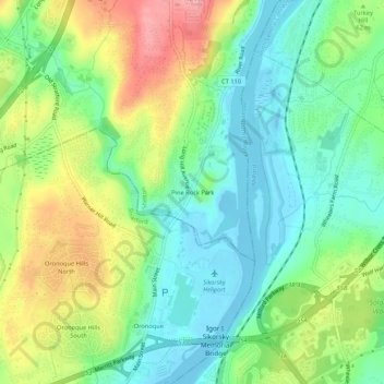 Pine Rock Park topographic map, elevation, terrain