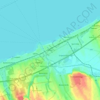 Siófok topographic map, elevation, terrain
