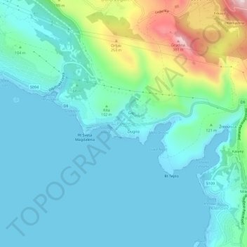 Povile topographic map, elevation, terrain