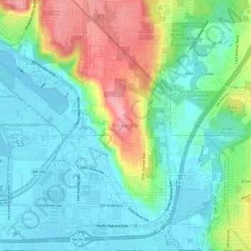 Fife Heights topographic map, elevation, terrain