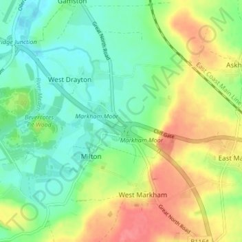 Markham Moor topographic map, elevation, terrain