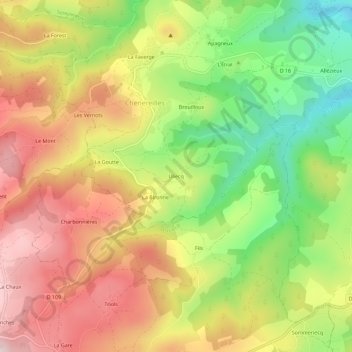 Uliecq topographic map, elevation, terrain
