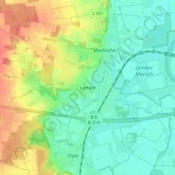 Lemke topographic map, elevation, terrain