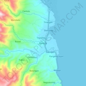 Bindoy topographic map, elevation, terrain