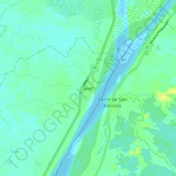 Suan topographic map, elevation, terrain
