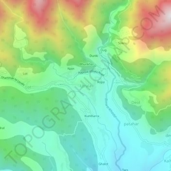 Utrala topographic map, elevation, terrain