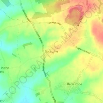 Nailstone topographic map, elevation, terrain