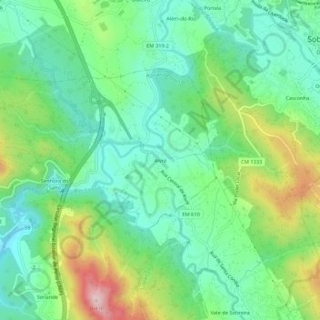 Alvre topographic map, elevation, terrain