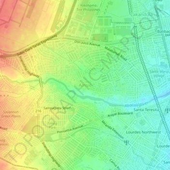 Amsic topographic map, elevation, terrain