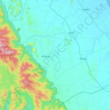Khlong Yai topographic map, elevation, terrain