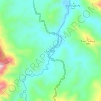 Lumut topographic map, elevation, terrain