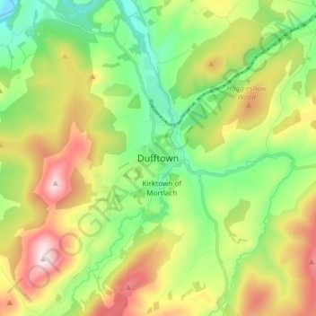 Dufftown topographic map, elevation, terrain