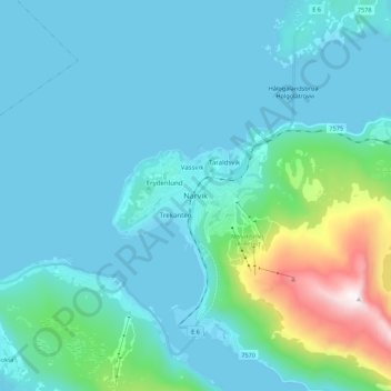 Narvik topographic map, elevation, terrain