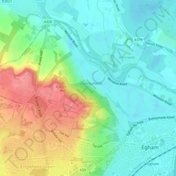 Cooper's Hill Slopes topographic map, elevation, terrain